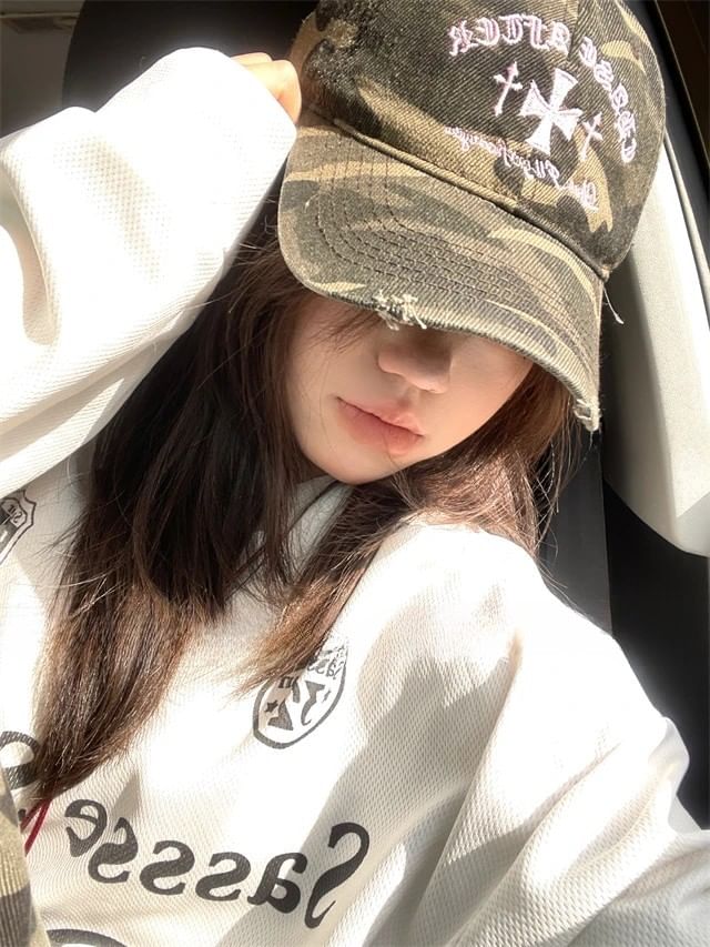 Camouflage Cross Cap Baseball Embroidered