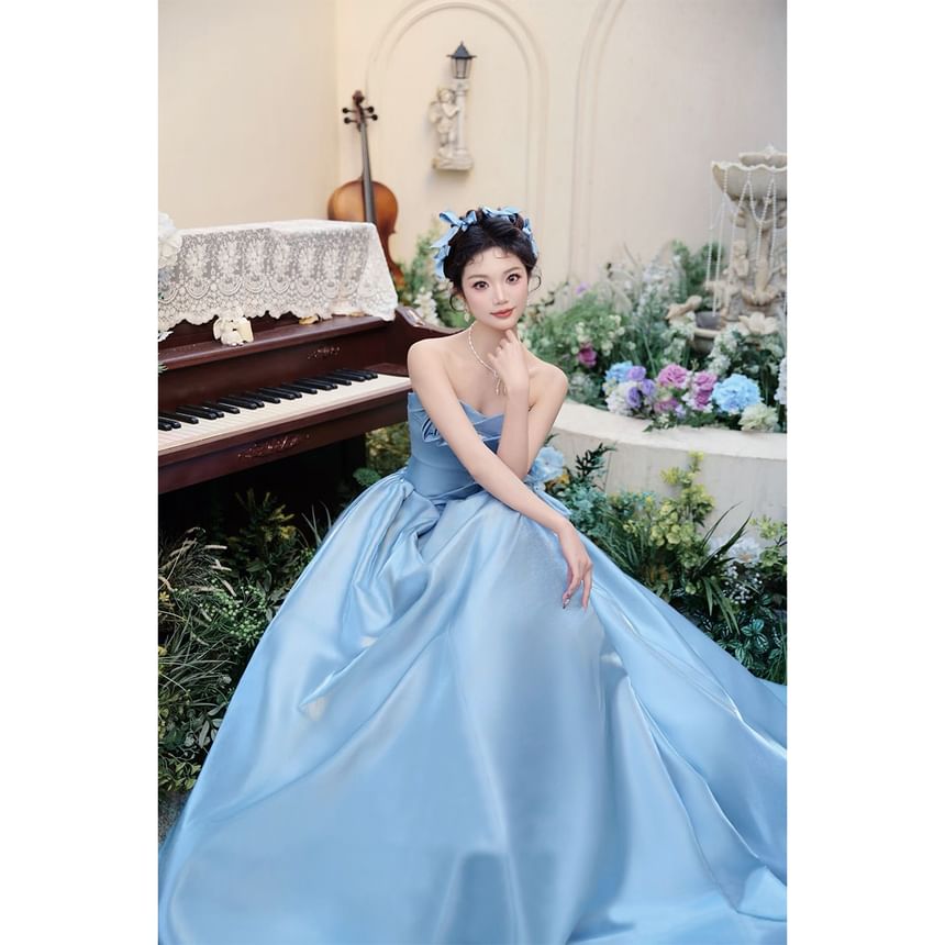 Evening Tube Gown Plain A-Line Floral