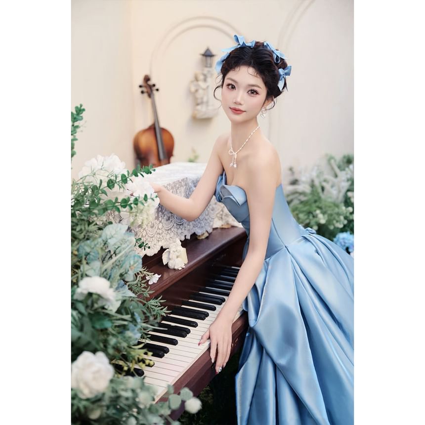 Evening Tube Gown Plain A-Line Floral