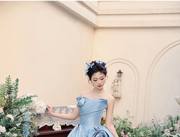 Evening Tube Gown Plain A-Line Floral