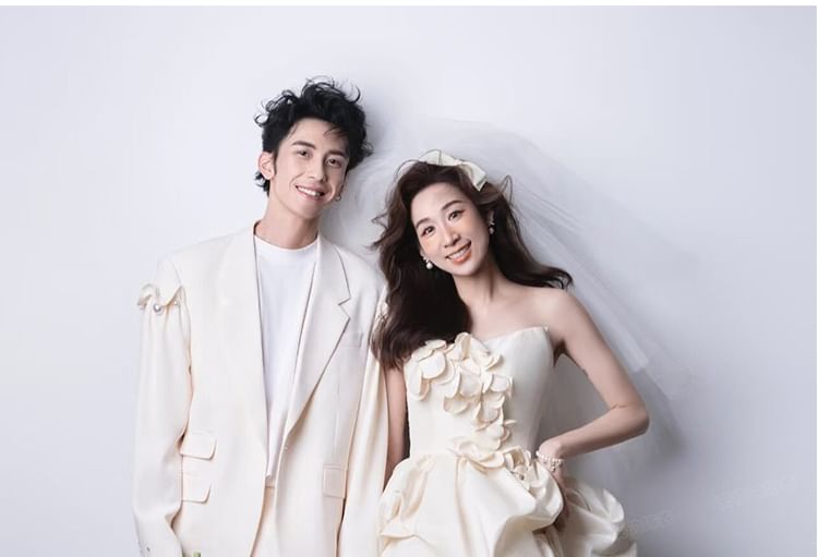 Floral Gown Plain Wedding Tube A-Line High-Low Applique Ruched