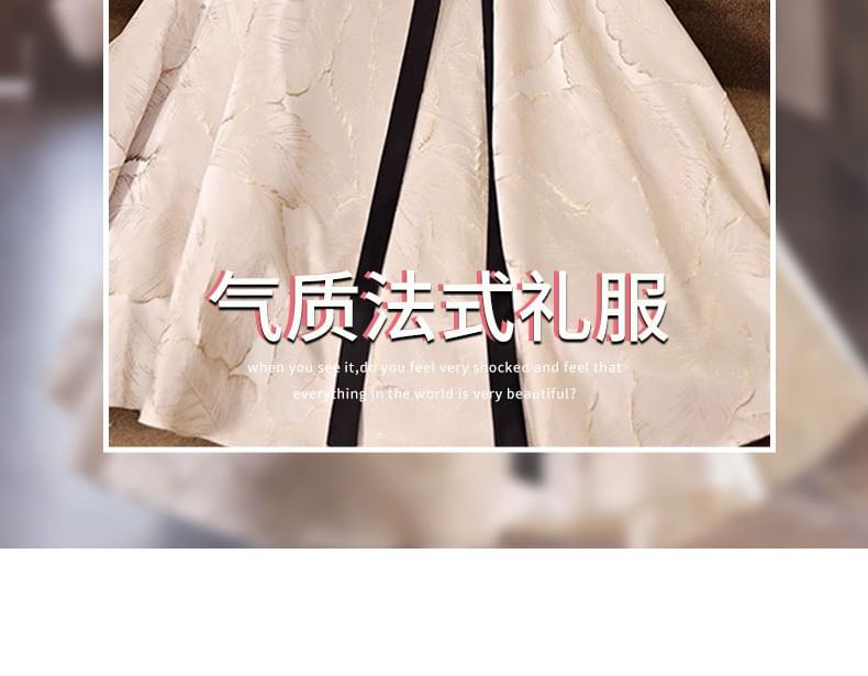 Tone Long-Sleeve Neck Evening Square Gown Two