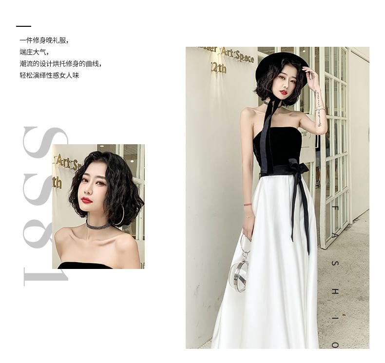 A-Line Evening Tone Bow Two Gown Strapless