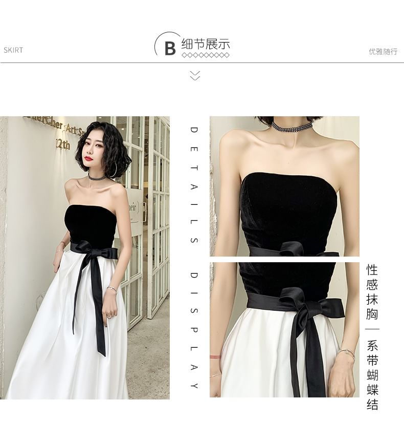 A-Line Evening Tone Bow Two Gown Strapless