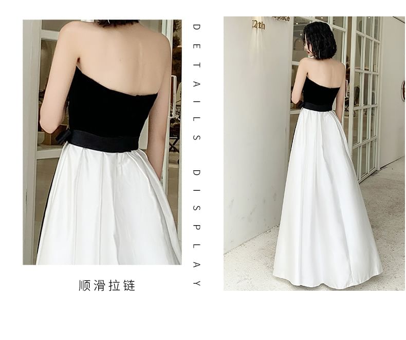 A-Line Evening Tone Bow Two Gown Strapless