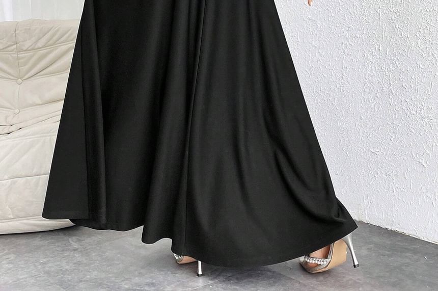 Gown Plain Maxi Square Neck Sleeveless Evening