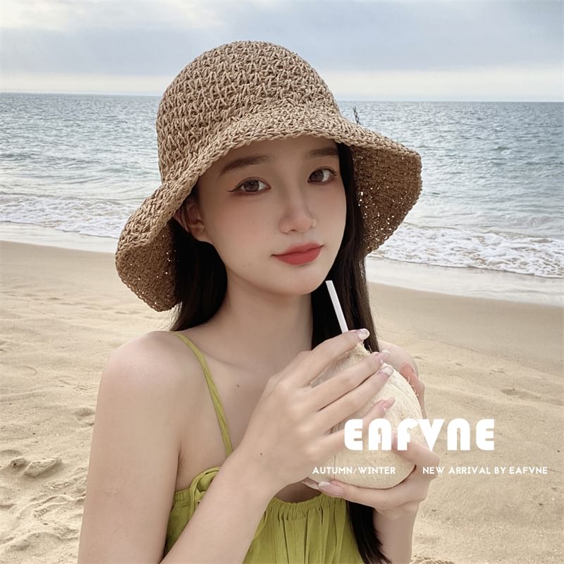 Hat Straw Lace-Up Cloche