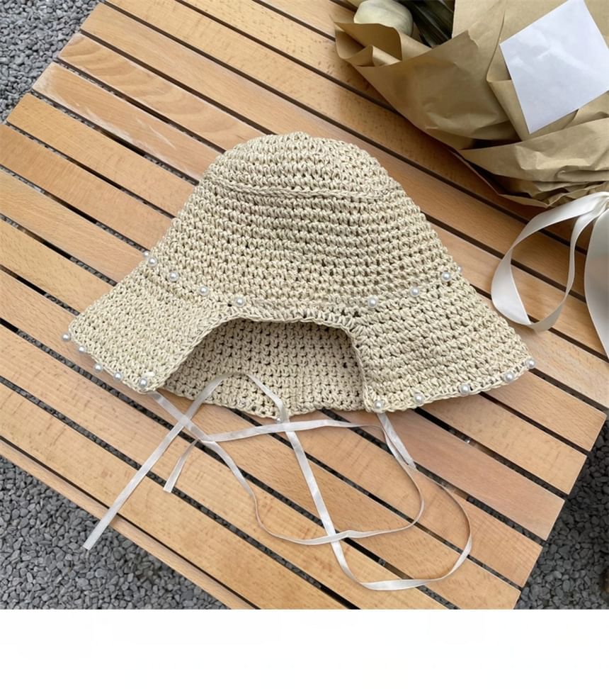 Hat Straw Lace-Up Cloche
