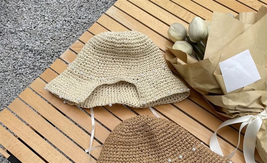 Hat Straw Lace-Up Cloche
