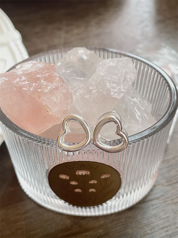 Leverback Heart Ear Stud Silver Sterling