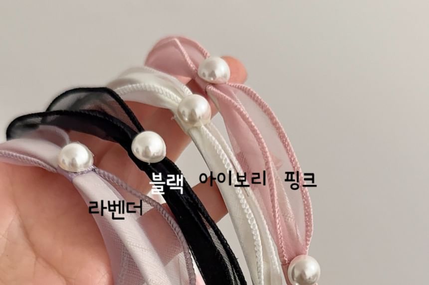 Mesh Faux Headband Pearl