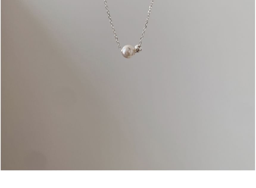 Sterling Faux Necklace Silver Pearl Beaded