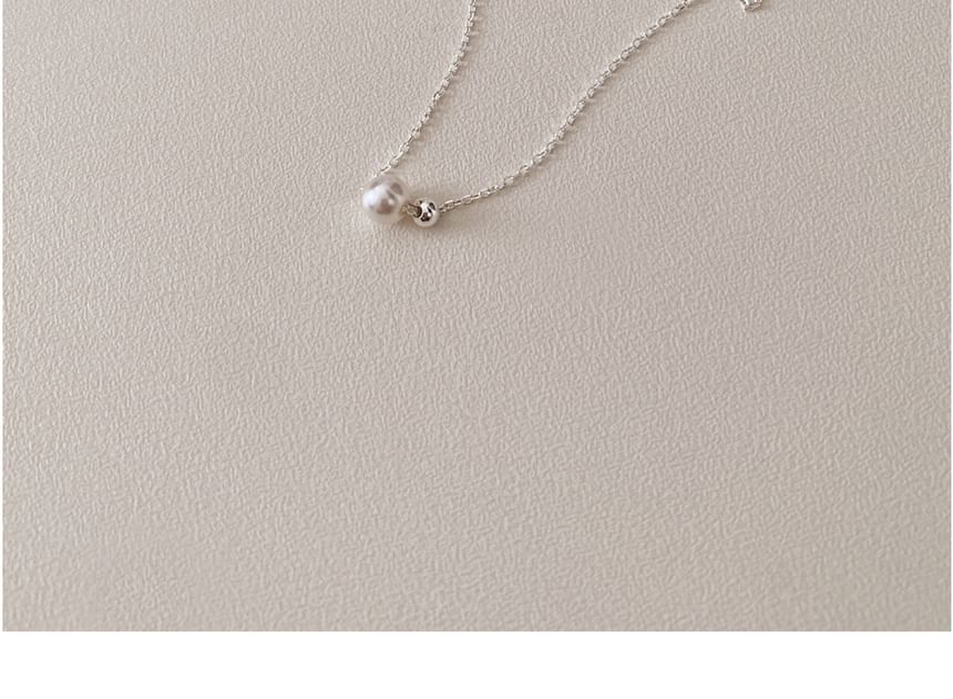 Sterling Faux Necklace Silver Pearl Beaded