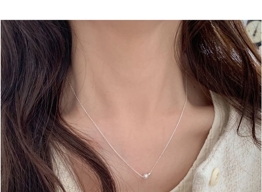 Sterling Faux Necklace Silver Pearl Beaded