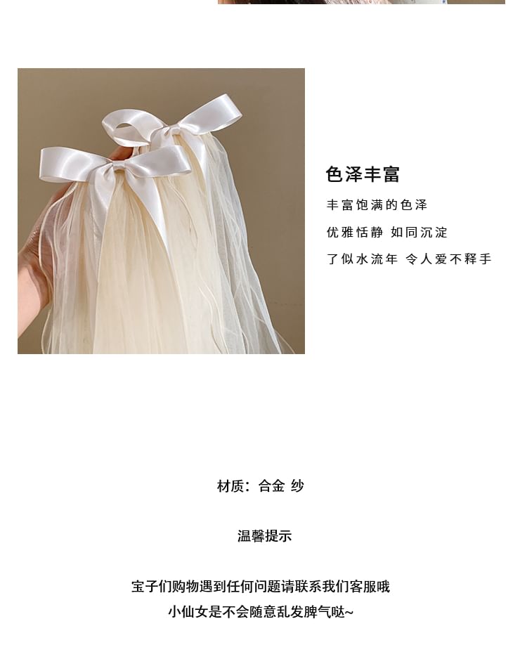 Bow Hair Clip Mesh Veil