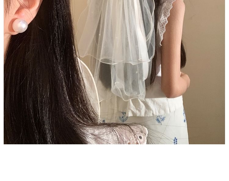 Bow Hair Clip Mesh Veil
