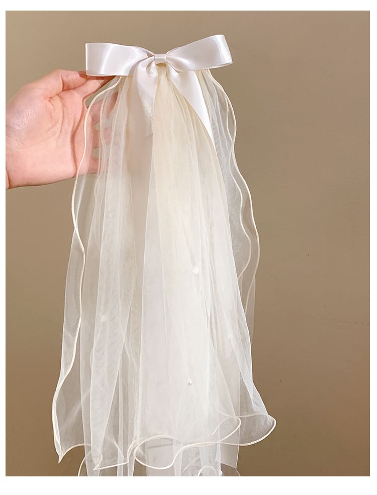 Bow Hair Clip Mesh Veil