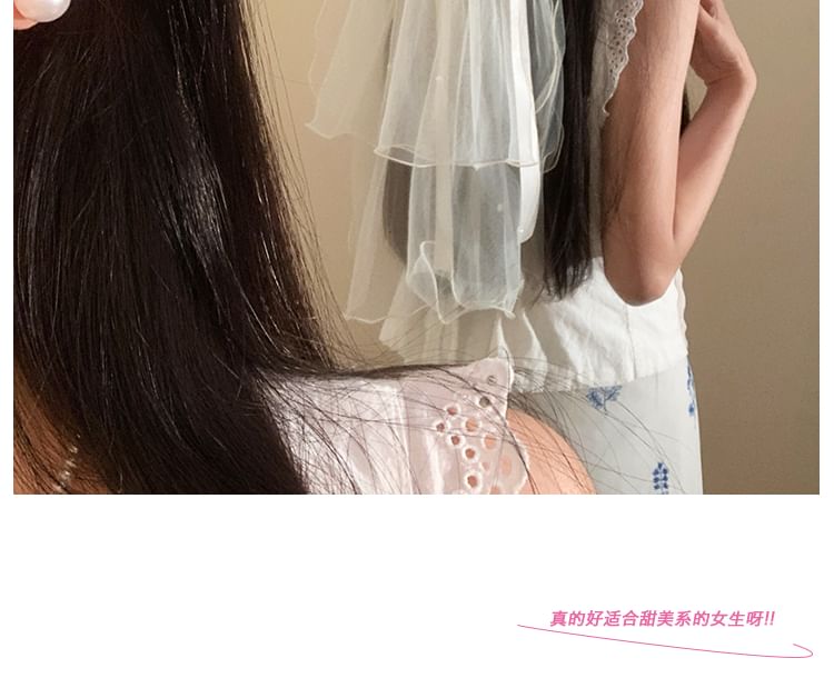 Bow Hair Clip Mesh Veil
