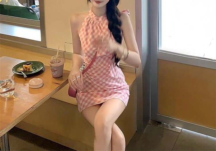 Mini Dress Plaid Sleeveless A-Line