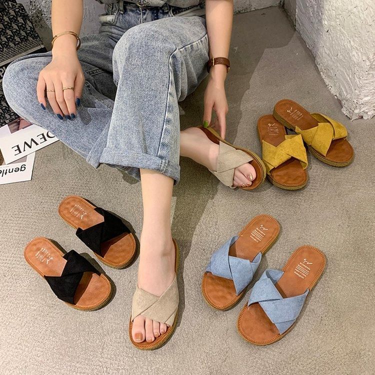 Cross Sandals Criss Slide