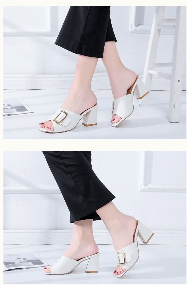 Sandals Chunky Slide Heel Buckled