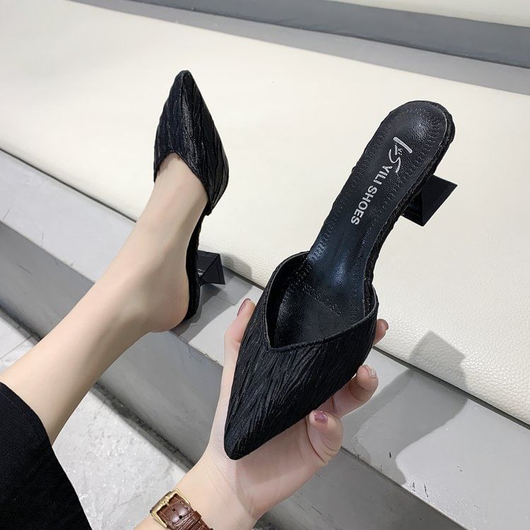 Mules Pointed Toe Kitten Heel