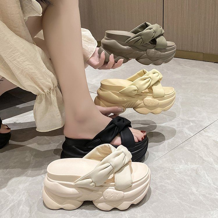 Platform Sandals Slide Cross Criss