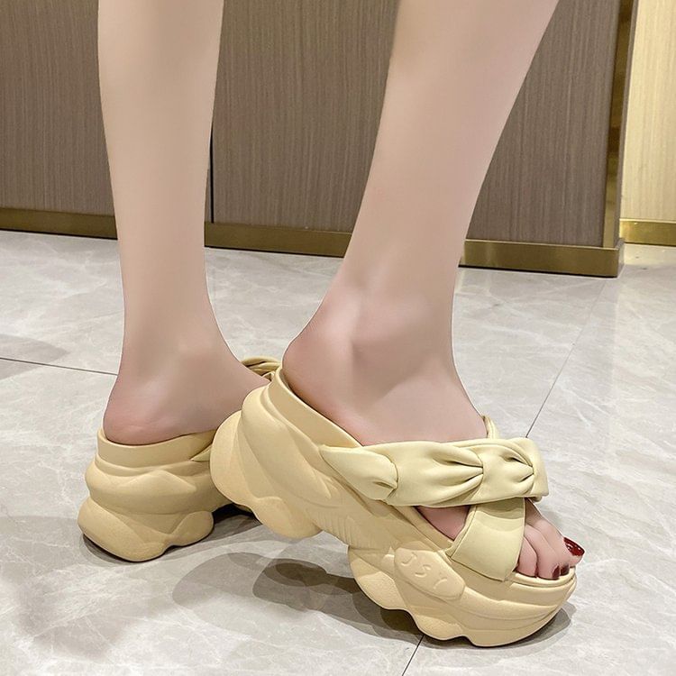 Platform Sandals Slide Cross Criss