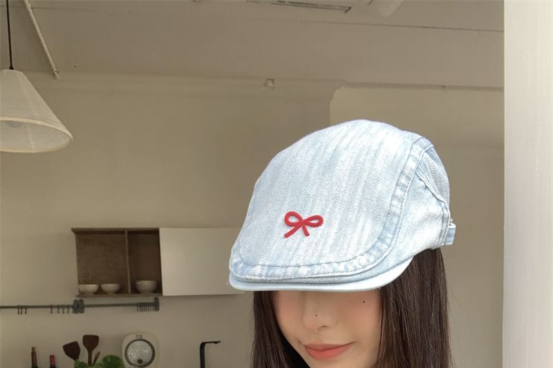 Newsboy Denim Ribbon Cap