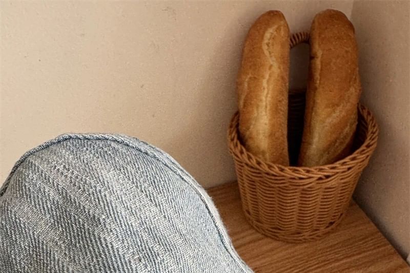 Newsboy Denim Ribbon Cap