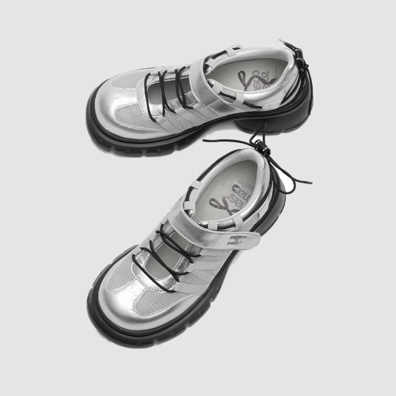 Platform Chunky Heel Lace-Up Shoes