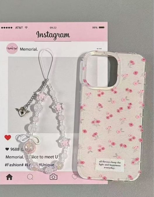Strap Floral Case Set iPhone / Print Beaded