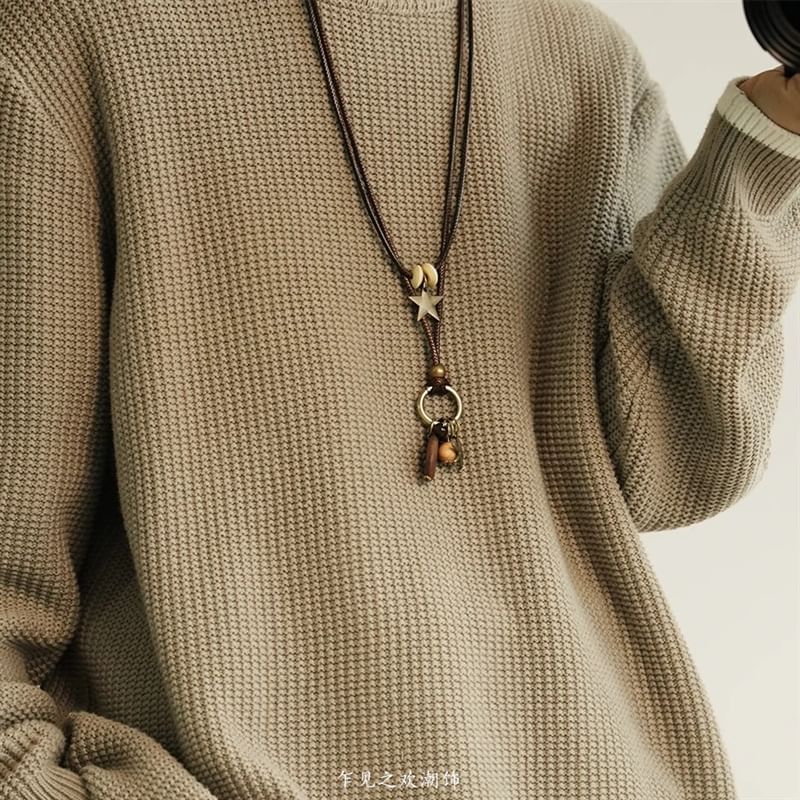 Cord Layered Pendant Necklace Bead Star