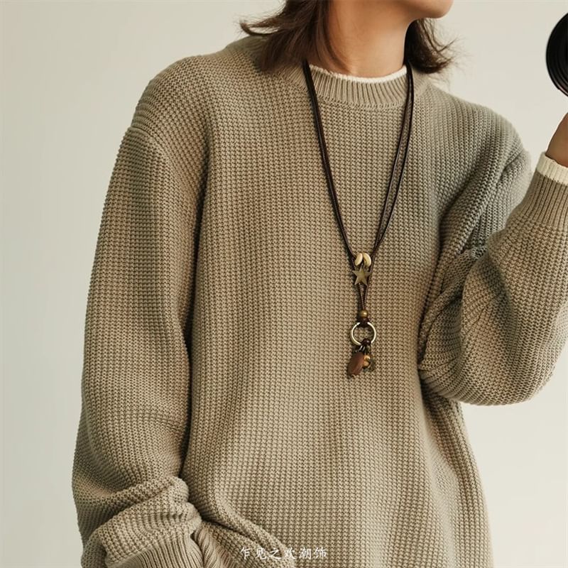 Cord Layered Pendant Necklace Bead Star