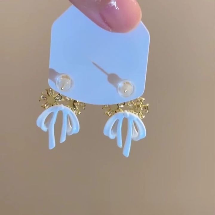 Chandelier Alloy Floral Bow Rhinestone Earring