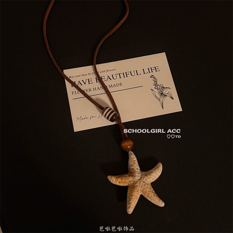 Bead Cord Starfish Necklace Pendant