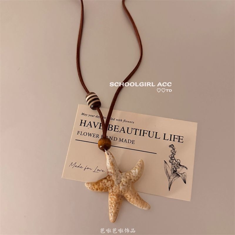 Bead Cord Starfish Necklace Pendant