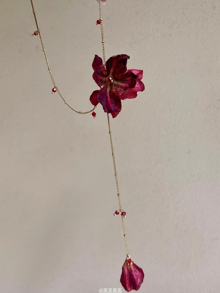 Lariat Necklace Alloy Petal