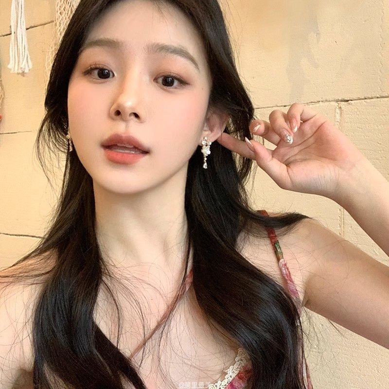 Floral Drop Alloy Earring Rhinestone