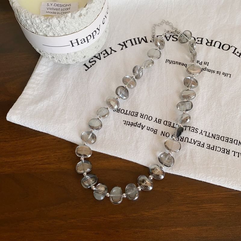 Faux Choker Pendant Station Heart Crystal