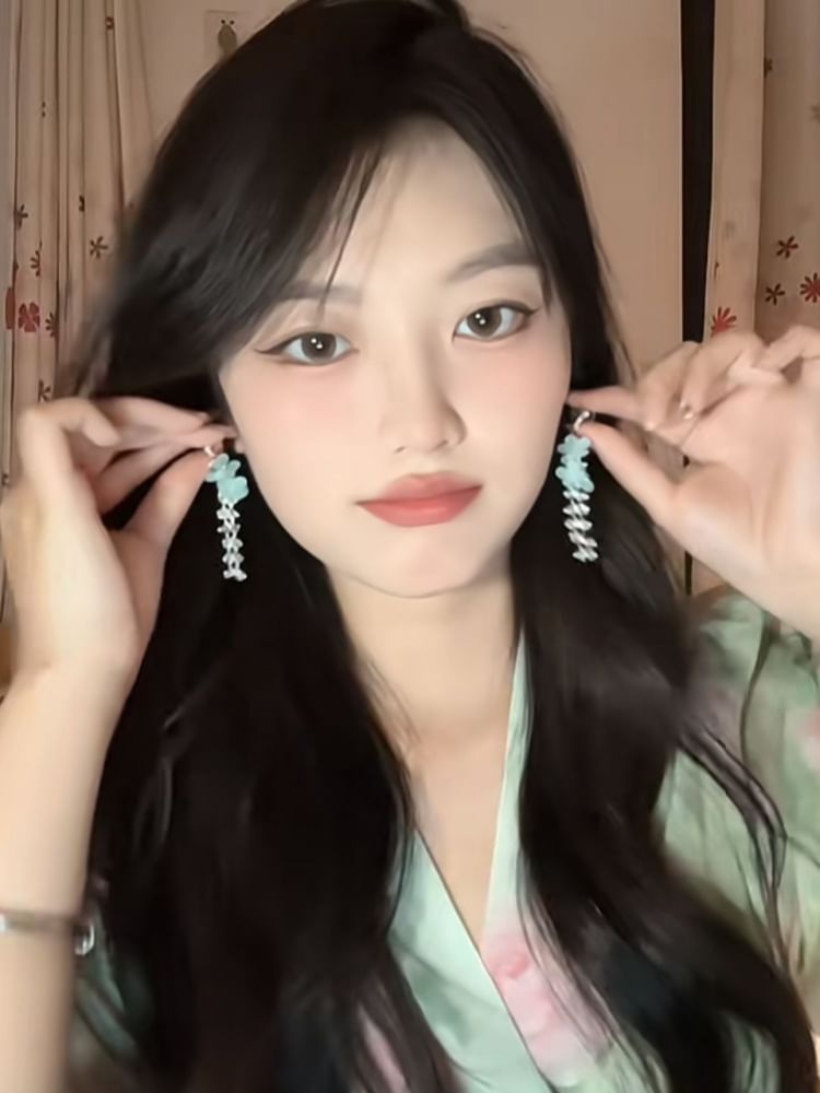 Alloy Dangle Earring Bead Floral