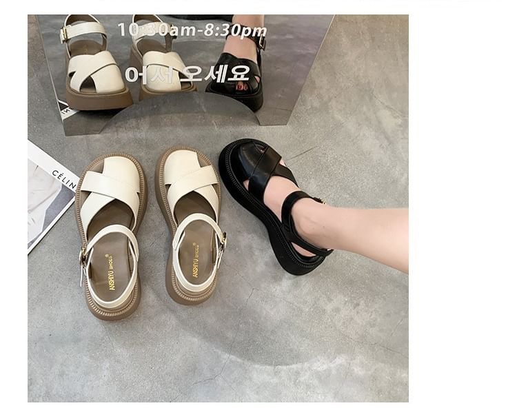Platform Faux Sandals Leather