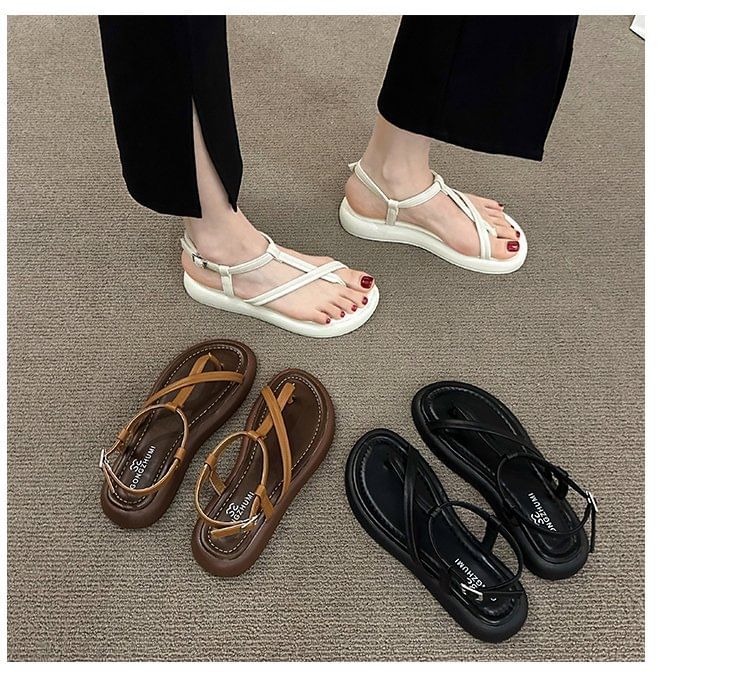 Leather Sandals Platform Faux