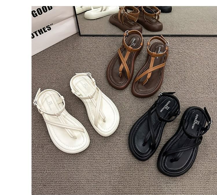 Leather Sandals Platform Faux