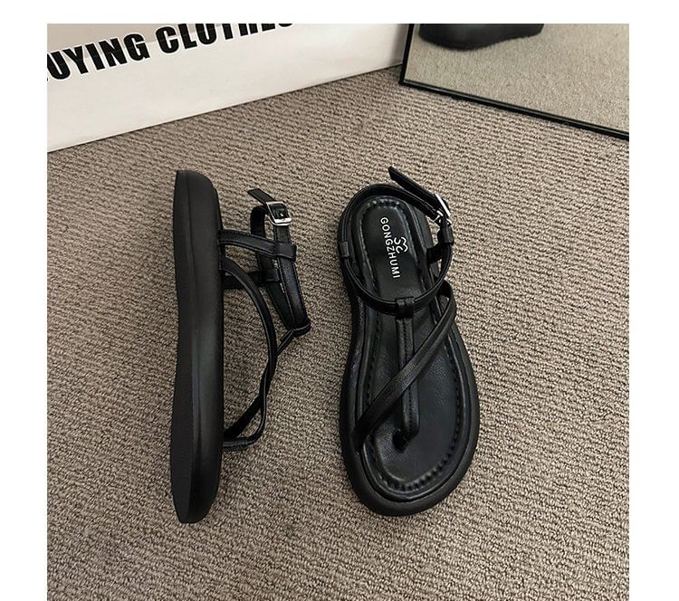 Leather Sandals Platform Faux