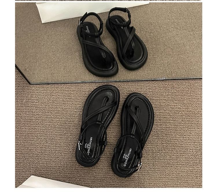 Leather Sandals Platform Faux