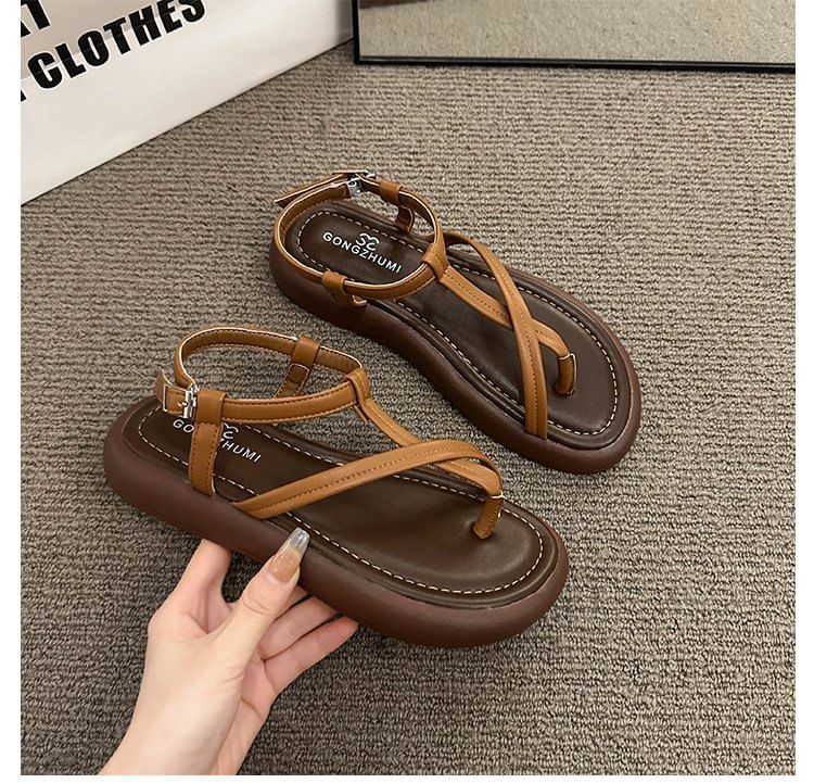 Leather Sandals Platform Faux