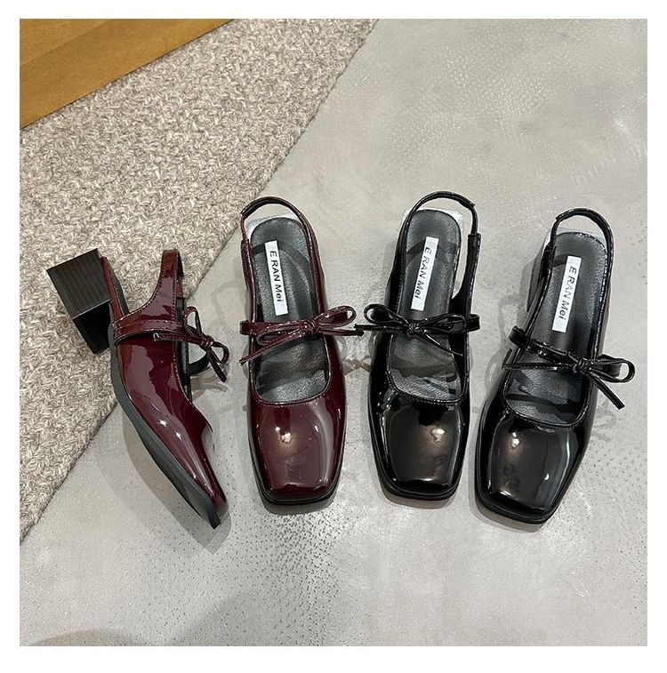 Slingback Square Mary Bow Toe Pumps Jane