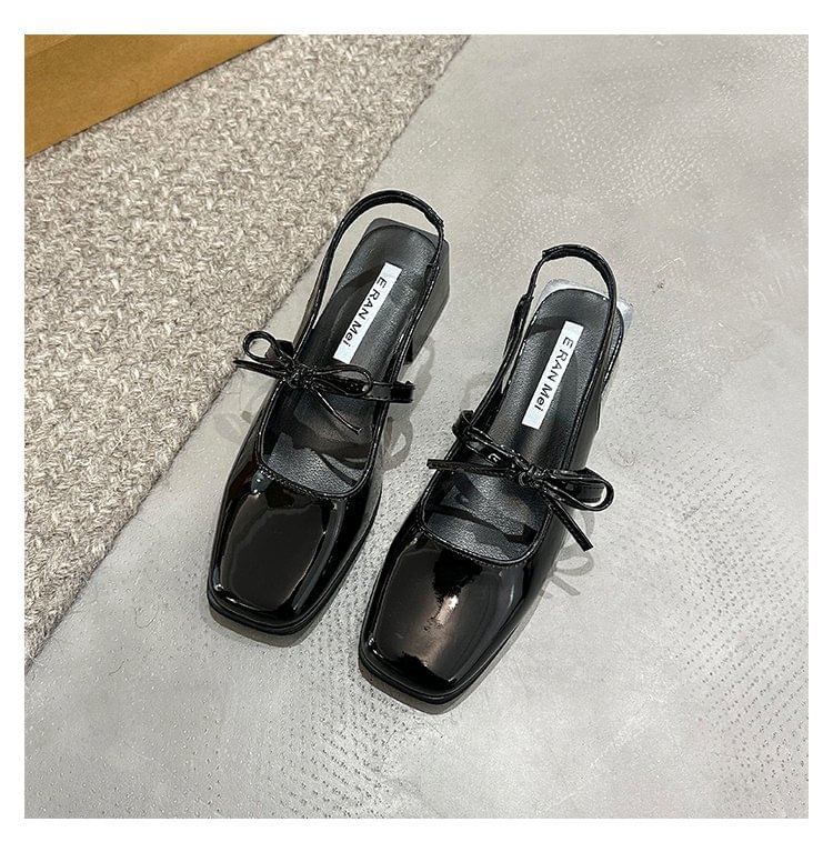 Slingback Square Mary Bow Toe Pumps Jane