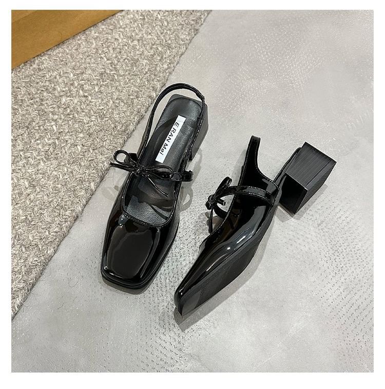 Slingback Square Mary Bow Toe Pumps Jane